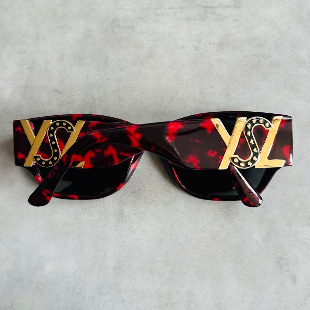 Vintage Yves Saint Laurent 赤鼈甲 ロゴ サングラス 10