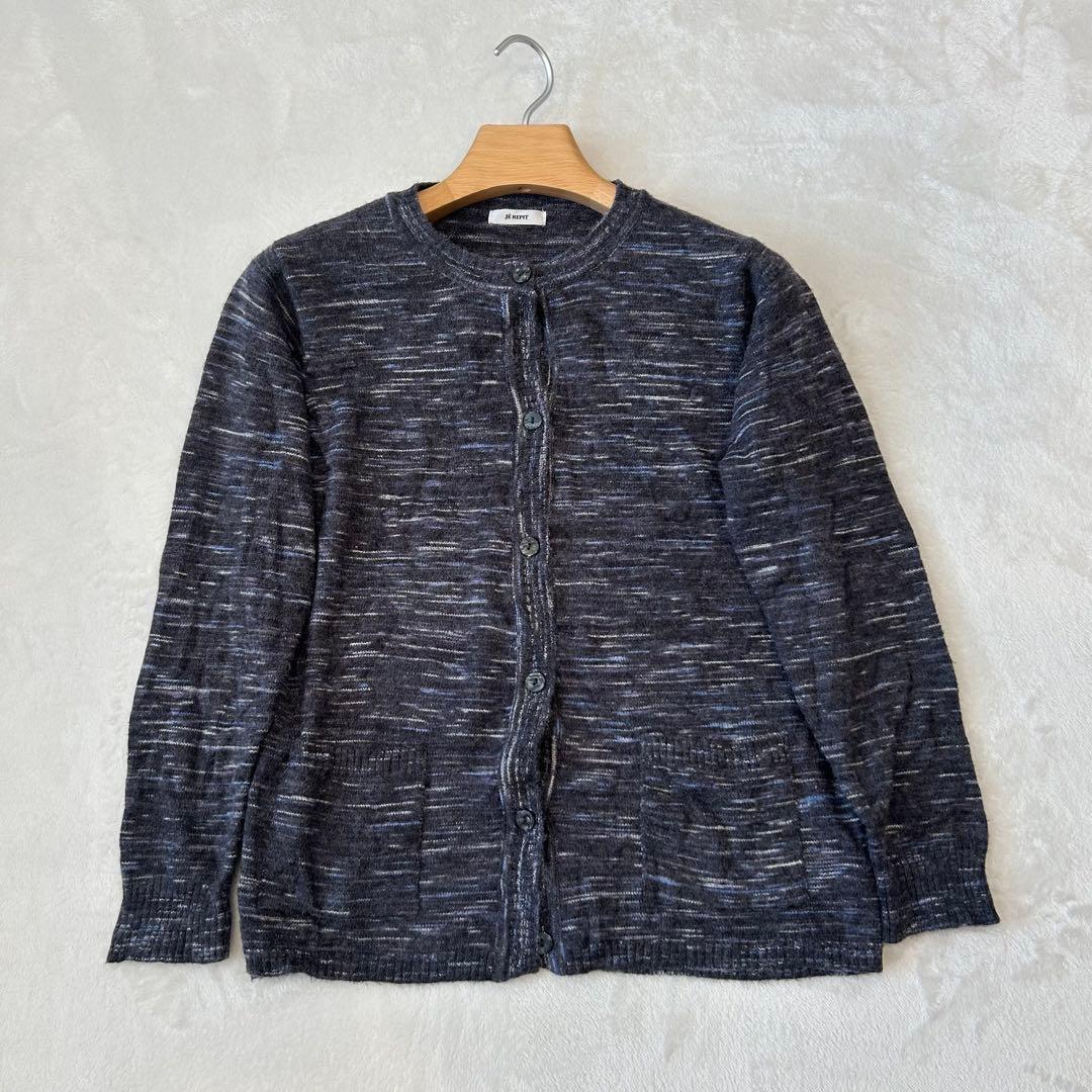 .ニットカーディガン 杢調 ポケット付 グレー LL シンプル　防寒 2