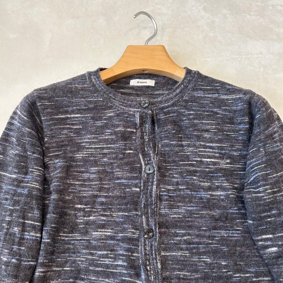 .ニットカーディガン 杢調 ポケット付 グレー LL シンプル　防寒 3