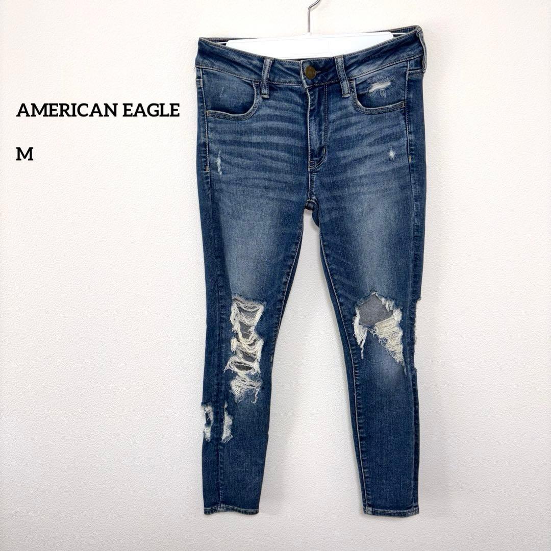 AMERICAN EAGLE スキニーダメージジーンズ M相当ストレッチd673