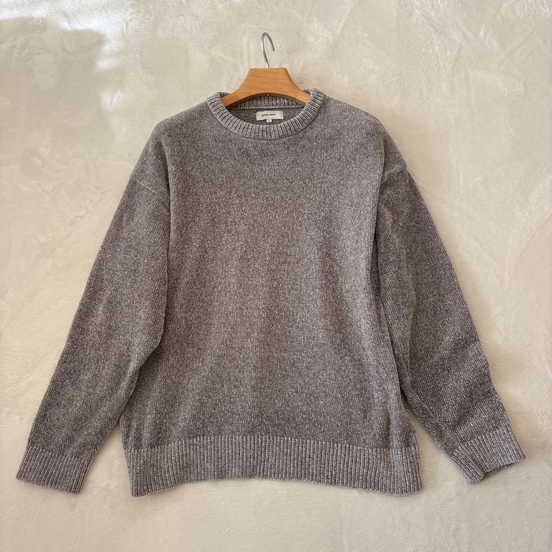 .モノマート ニットセーター 長袖 グレー 灰色　Lサイズ　大きめ　防寒　無地