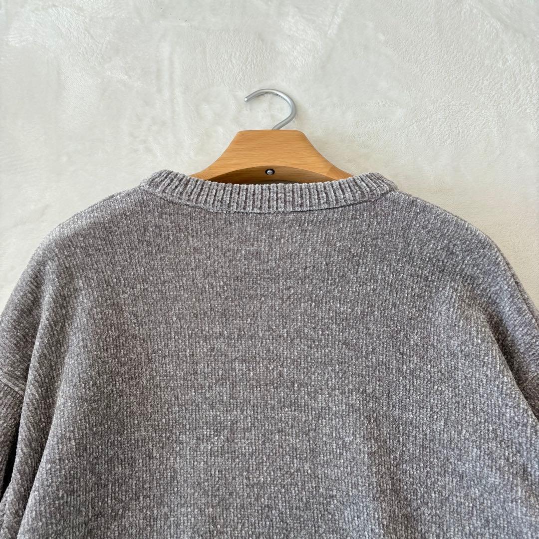 .モノマート ニットセーター 長袖 グレー 灰色　Lサイズ　大きめ　防寒　無地 11