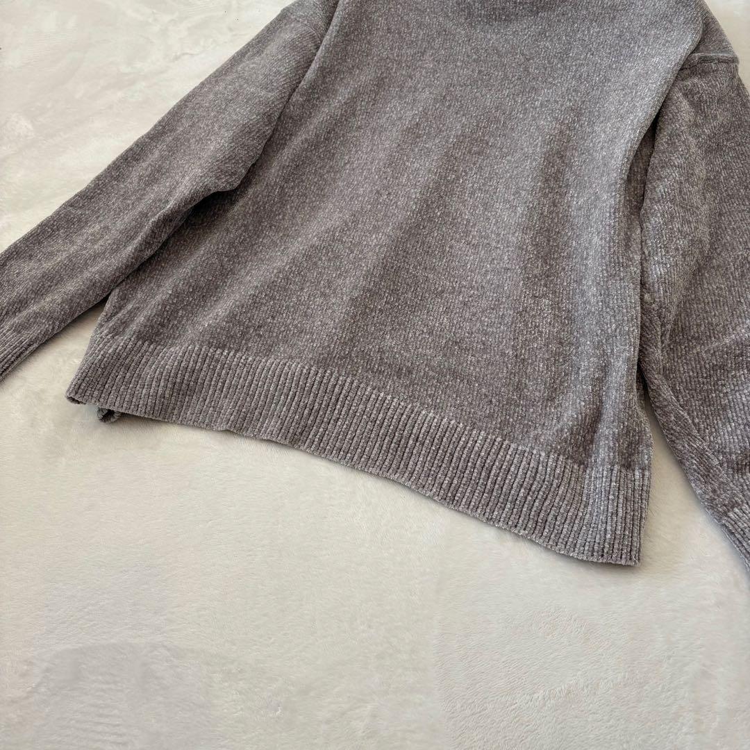 .モノマート ニットセーター 長袖 グレー 灰色　Lサイズ　大きめ　防寒　無地 4