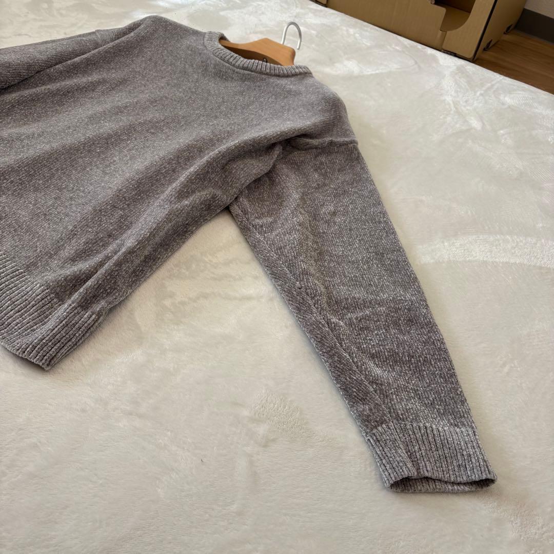 .モノマート ニットセーター 長袖 グレー 灰色　Lサイズ　大きめ　防寒　無地 5