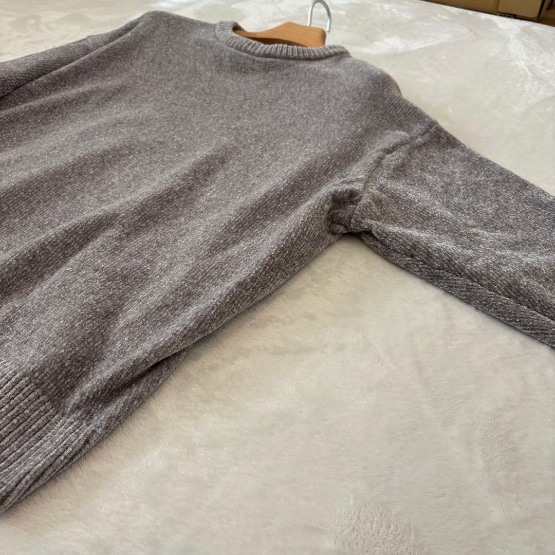 .モノマート ニットセーター 長袖 グレー 灰色　Lサイズ　大きめ　防寒　無地 6