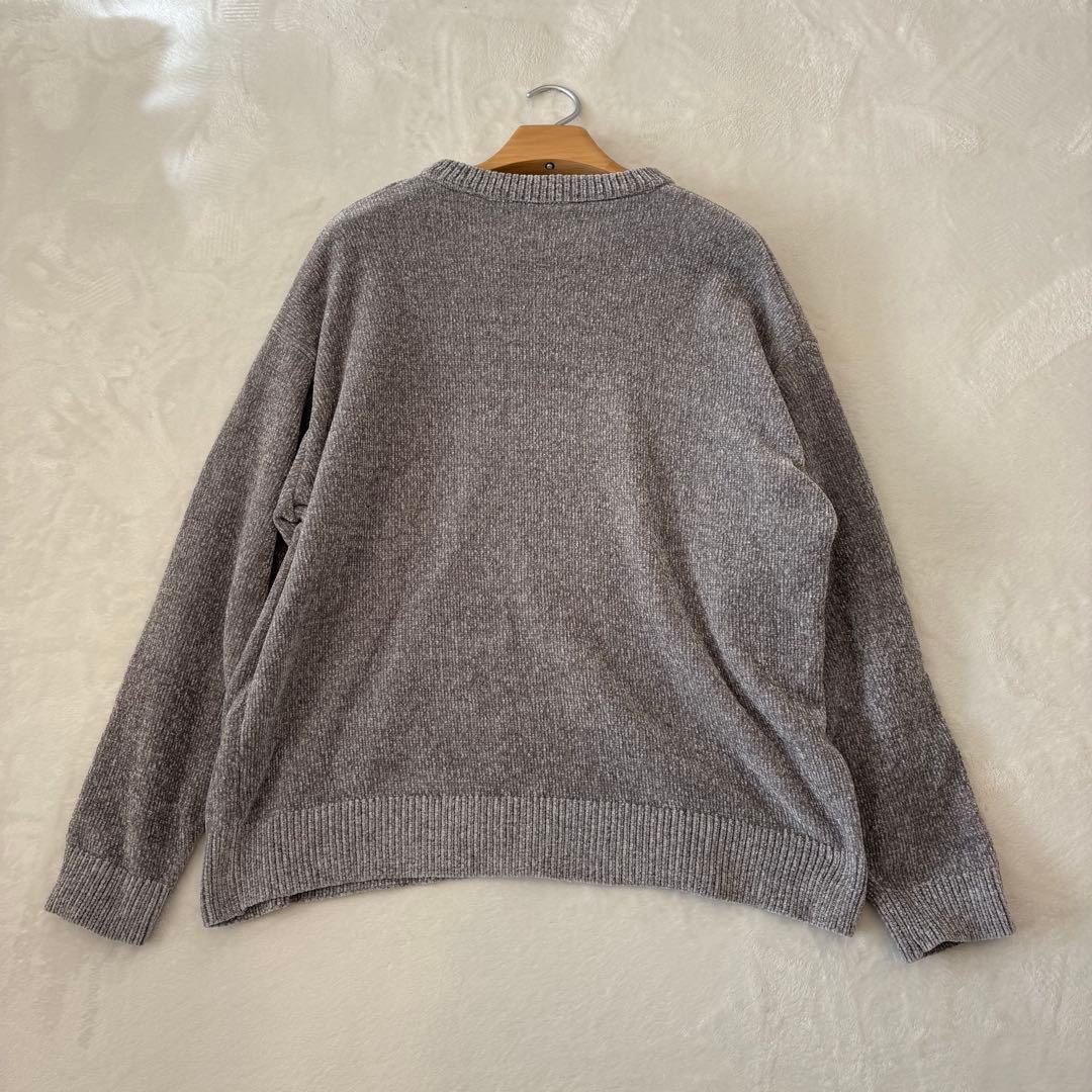 .モノマート ニットセーター 長袖 グレー 灰色　Lサイズ　大きめ　防寒　無地 10