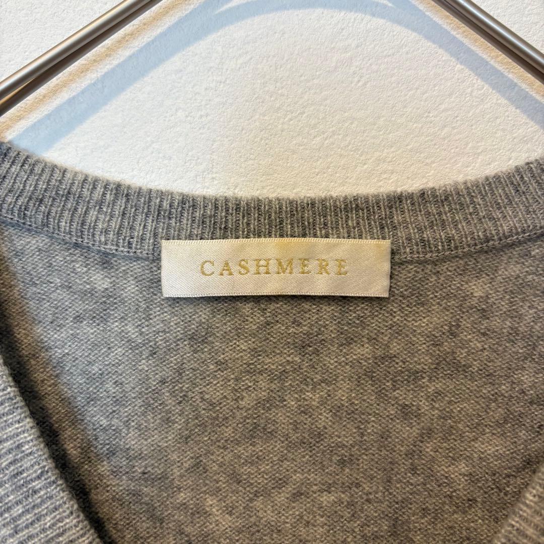 ユニクロ カシミヤ 100% ニットセーター Vネック 長袖 グレー 灰色　M 3