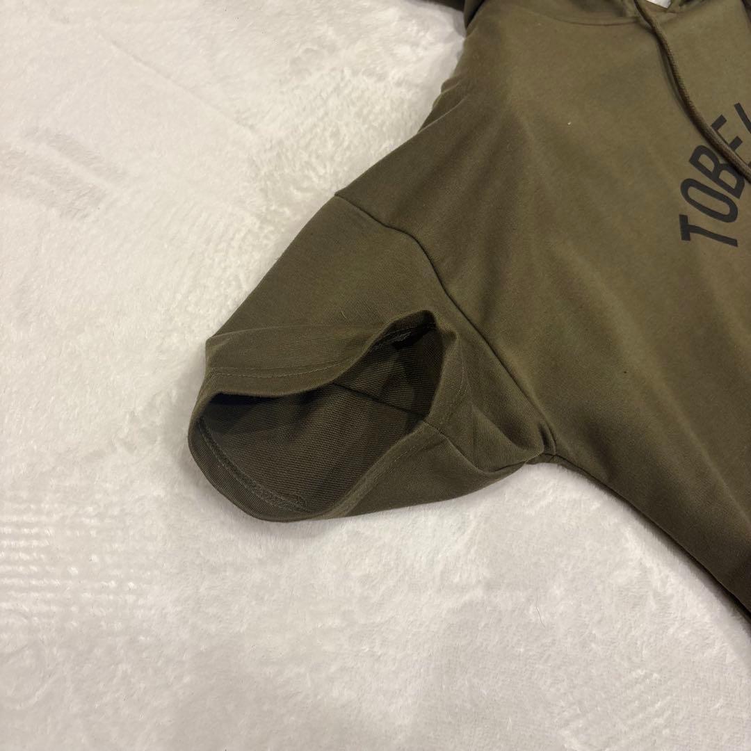 .セシルマクビー　Tシャツワンピース　半袖　フード　カーキ 緑　M チュニック 5