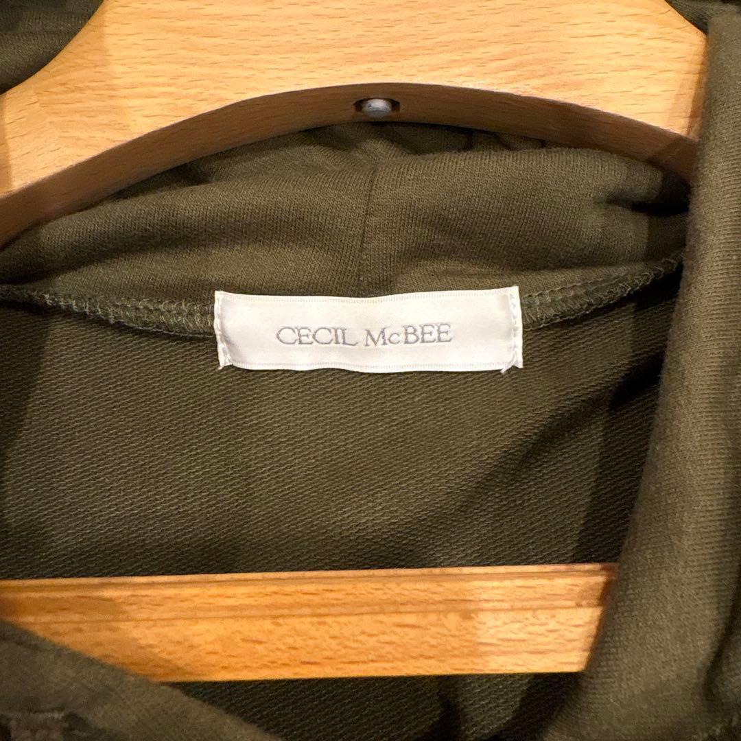 .セシルマクビー　Tシャツワンピース　半袖　フード　カーキ 緑　M チュニック 7