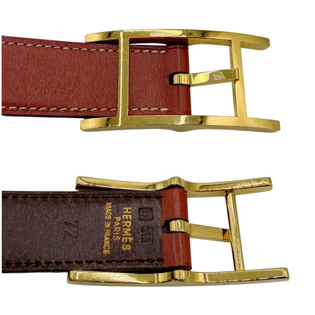 ⭐️良品⭐️エルメス アピ ベルト 72 ブラウン ゴールドバックル 8