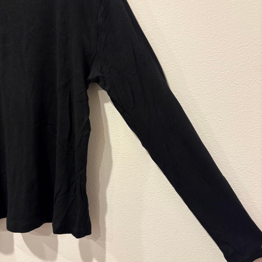 H &M 長袖カットソー リブ 黒　ブラック 無地 シンプル ストレッチ M 4