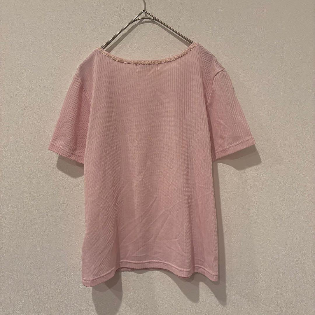 courrèges 半袖 Tシャツ リブ　ピンク 40 上品　高級　カットソー 6