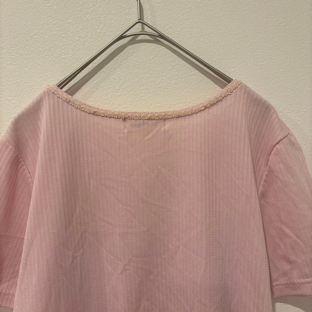 courrèges 半袖 Tシャツ リブ　ピンク 40 上品　高級　カットソー 7