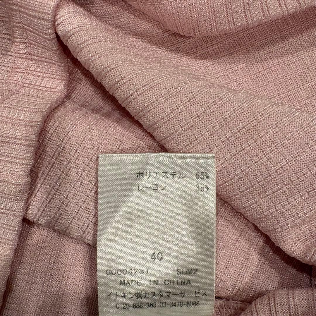 courrèges 半袖 Tシャツ リブ　ピンク 40 上品　高級　カットソー 8