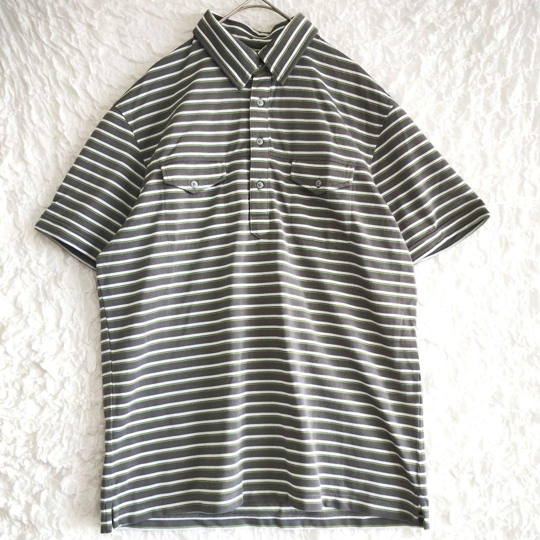 UNIQLO グレー ストライプ ドライメッシュシャツ L 新品タグ付き