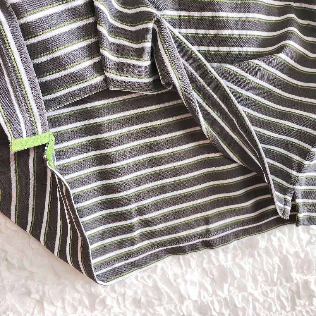 UNIQLO グレー ストライプ ドライメッシュシャツ L 新品タグ付き 3