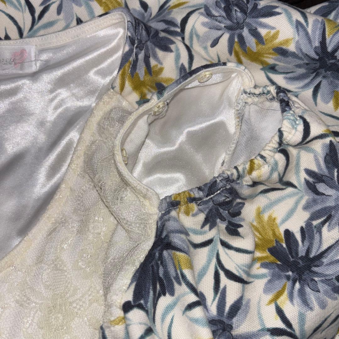 Feroux フェルゥ花柄 半袖ひざ丈ワンピース膝上 Mサイズd677 14