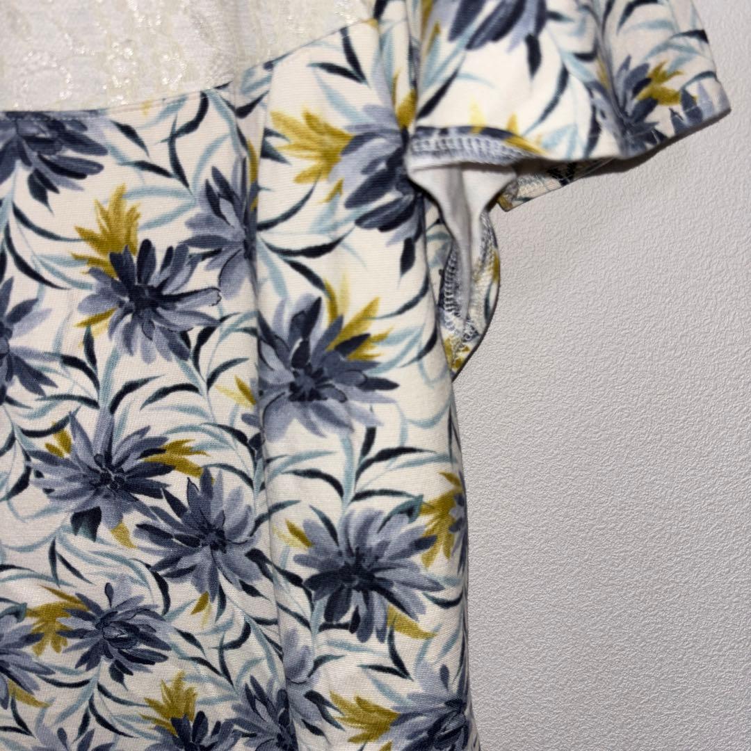 Feroux フェルゥ花柄 半袖ひざ丈ワンピース膝上 Mサイズd677 8