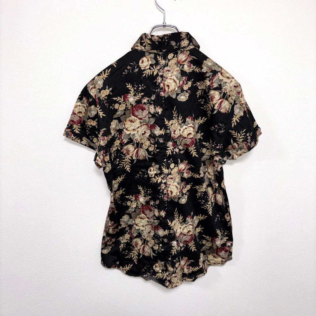agate 花柄 半袖シャツ Lサイズ ブラックアロハ d761 11