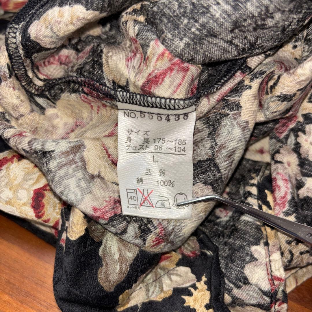 agate 花柄 半袖シャツ Lサイズ ブラックアロハ d761 12