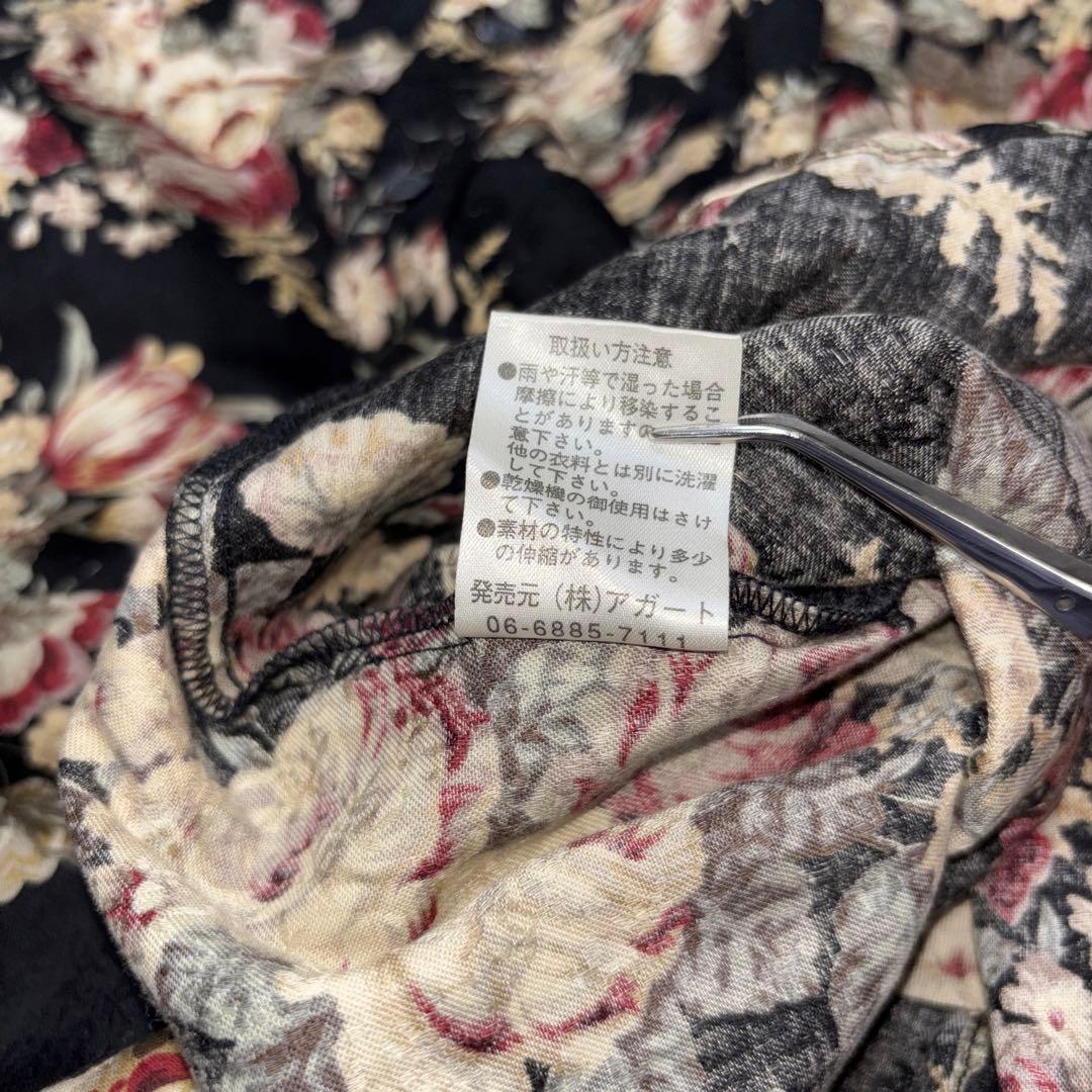 agate 花柄 半袖シャツ Lサイズ ブラックアロハ d761 13