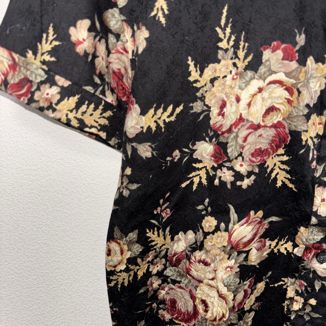 agate 花柄 半袖シャツ Lサイズ ブラックアロハ d761 5