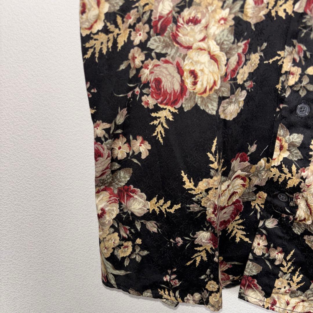 agate 花柄 半袖シャツ Lサイズ ブラックアロハ d761 6