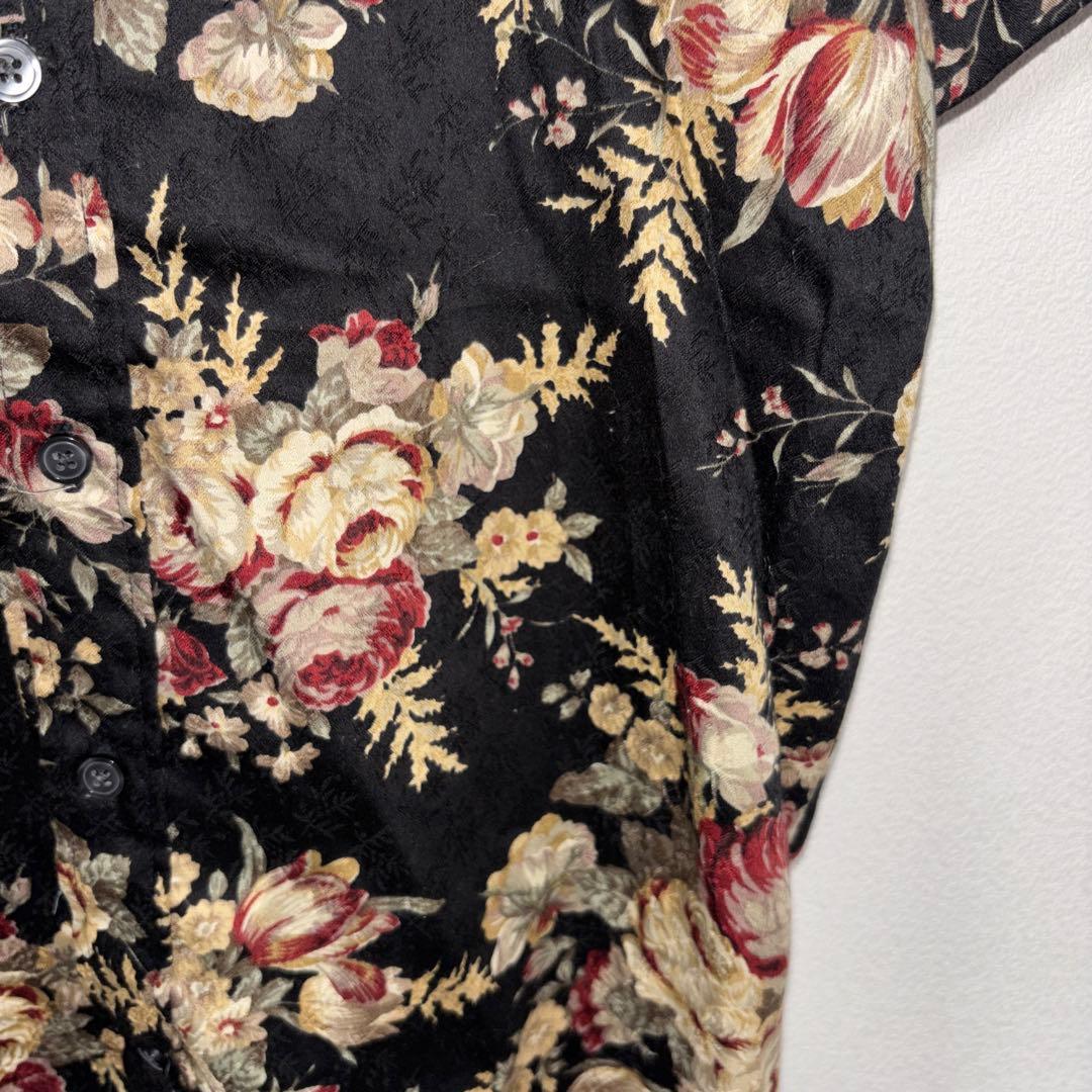 agate 花柄 半袖シャツ Lサイズ ブラックアロハ d761 9