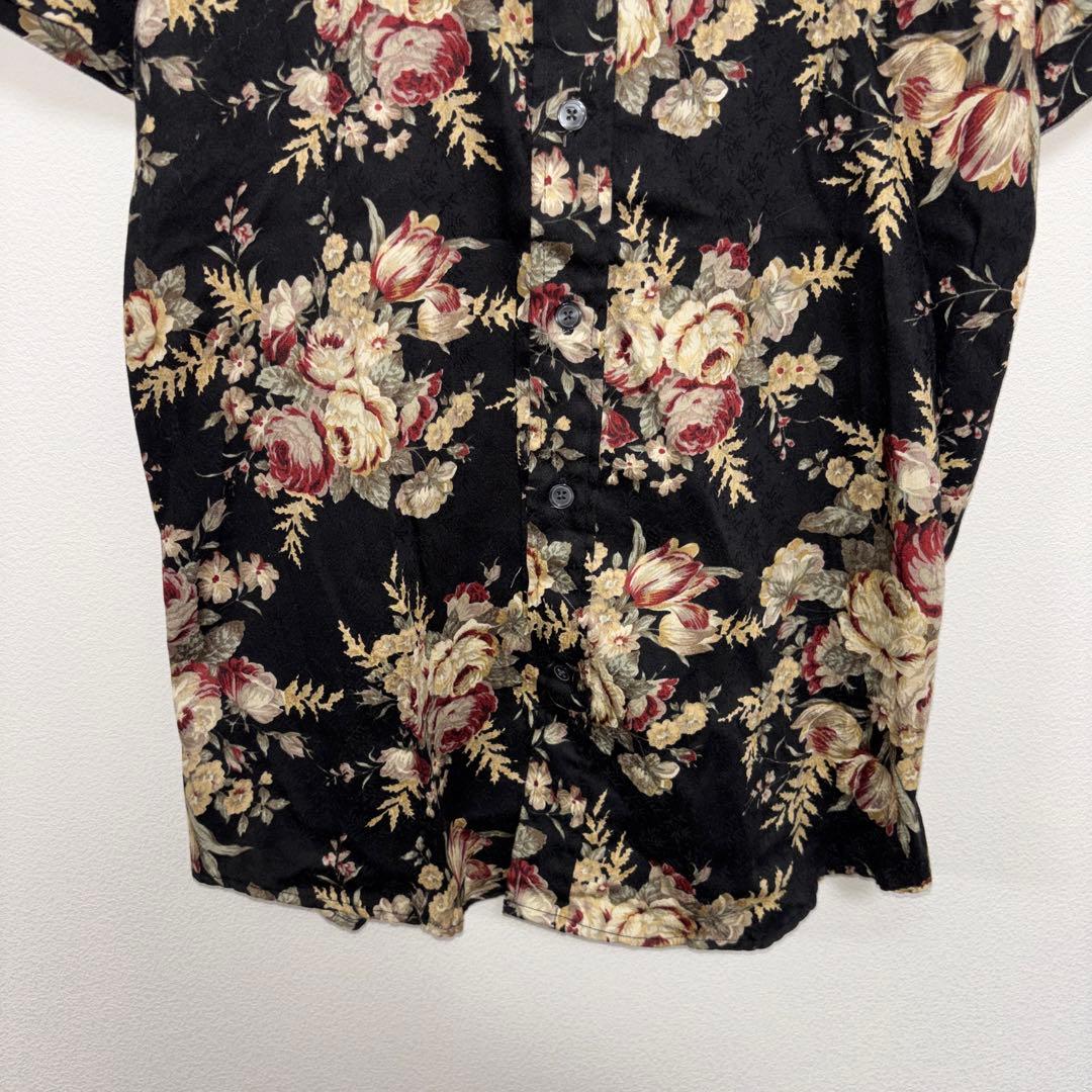 agate 花柄 半袖シャツ Lサイズ ブラックアロハ d761 10