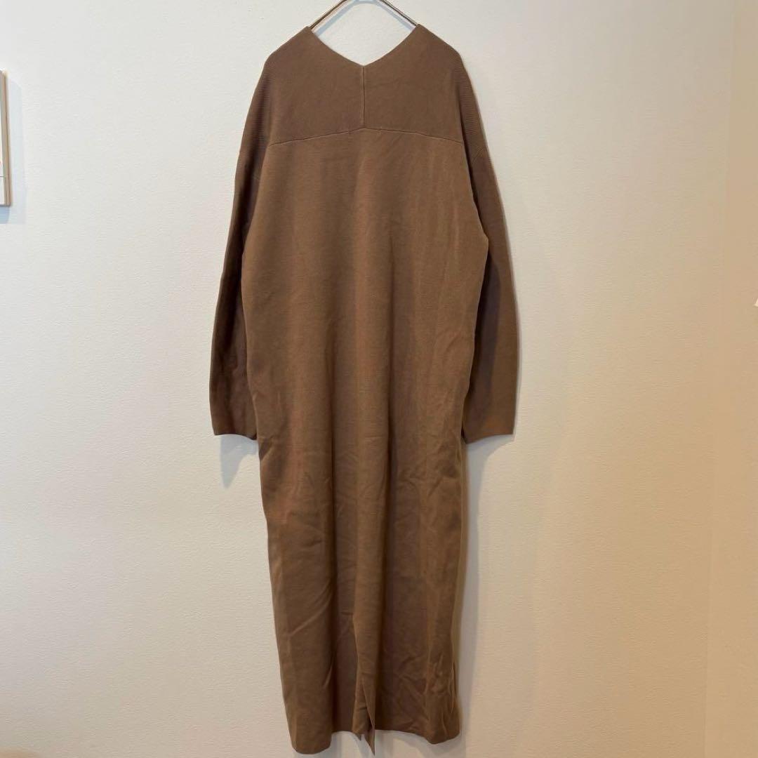 ビューティーアンドユース ニットワンピース 長袖　ロング ブラウン 茶色　M 5