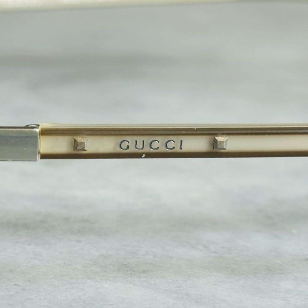 GUCCI ロゴ　スタッズ　シルバーフレーム　チタン　メガネ 5