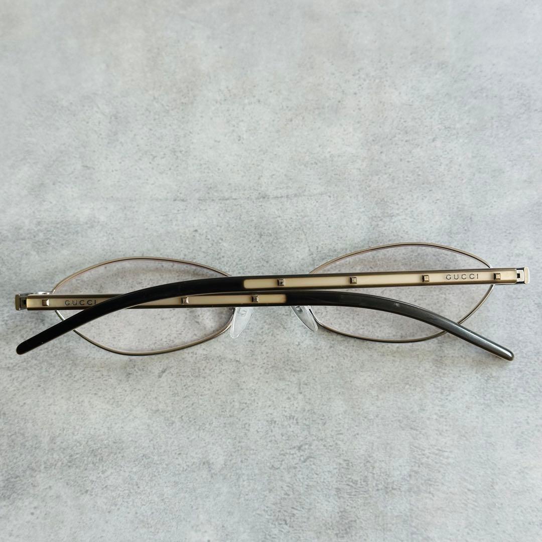 GUCCI ロゴ　スタッズ　シルバーフレーム　チタン　メガネ 10