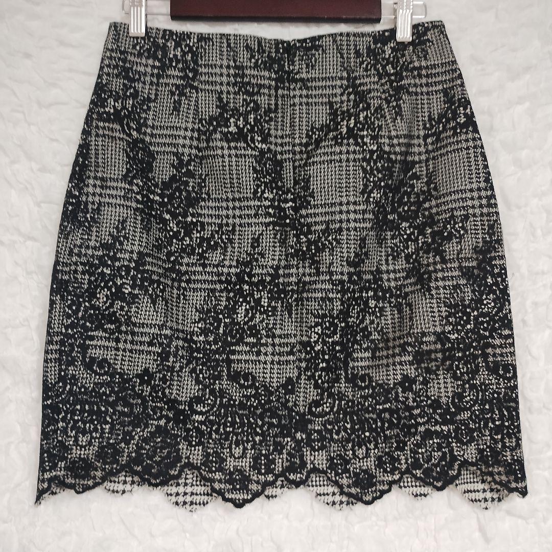 ザラベーシック レース模様のタイトスカート（ブラック・ホワイト）M カジュアル 4