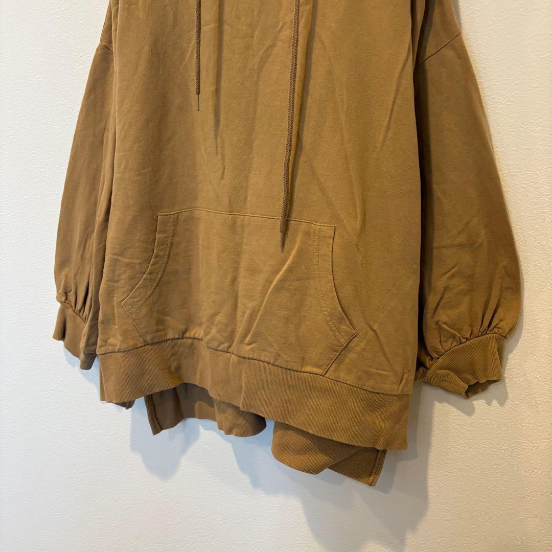 ディスコート パーカー フード プルオーバー バルーン袖 茶色　ブラウン　無地 3