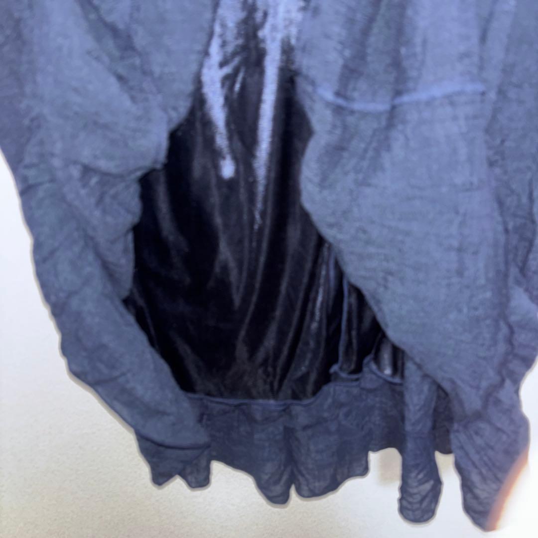 Chelmory シェルモリーネイビー フリルロングスカート M d741 11