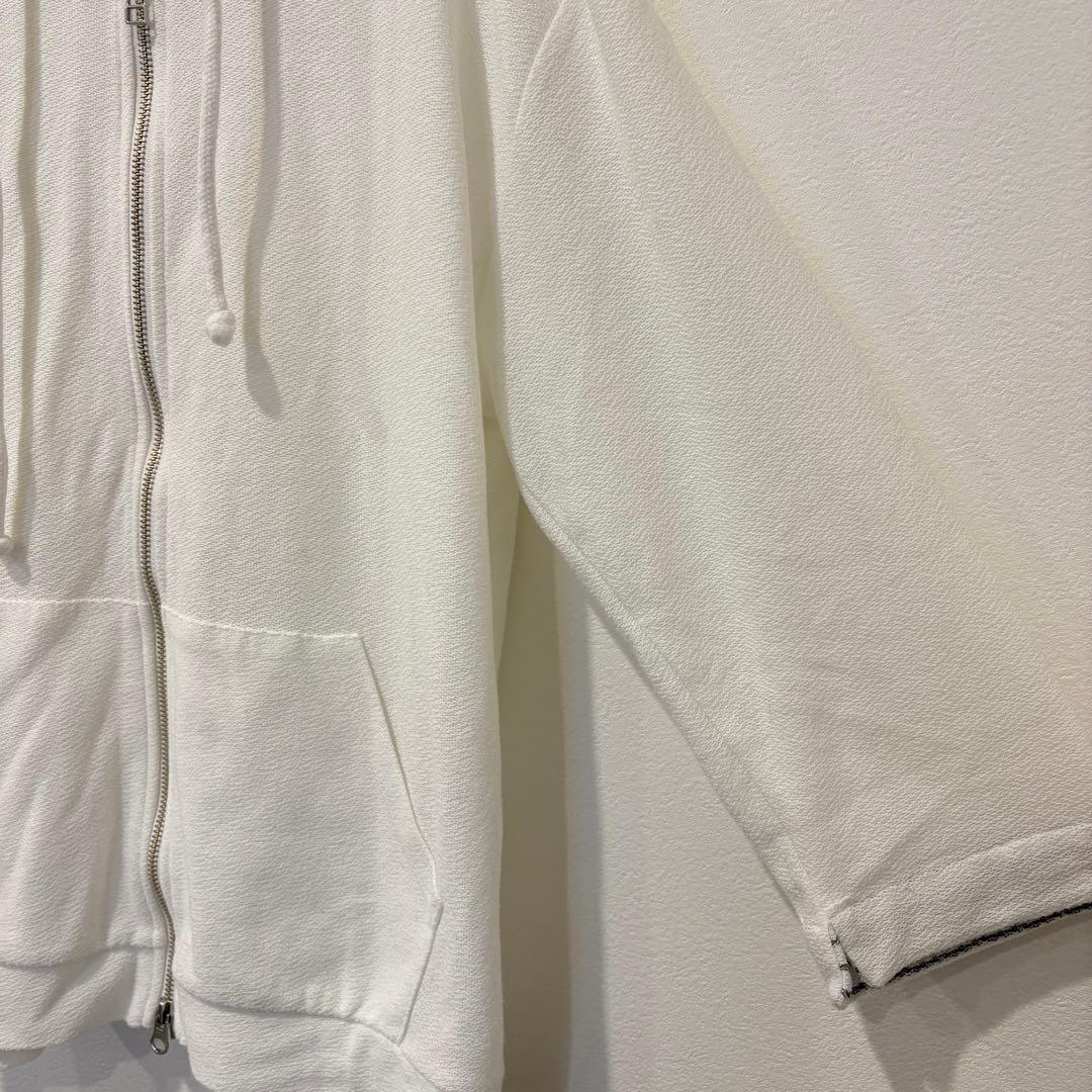 コレクティブ パーカー ジップアップ ボーダー 白 ホワイト　L フード 5