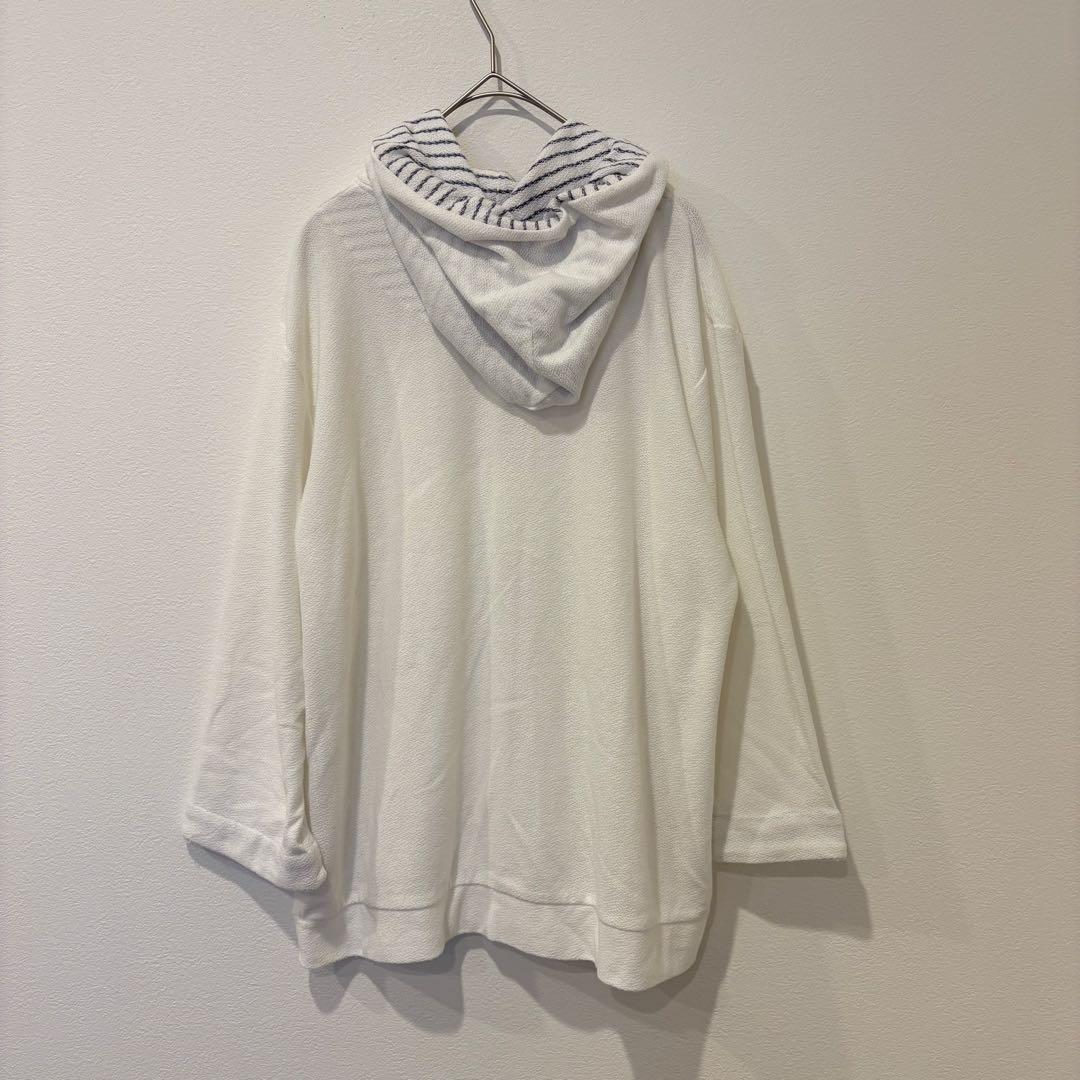 コレクティブ パーカー ジップアップ ボーダー 白 ホワイト　L フード 6