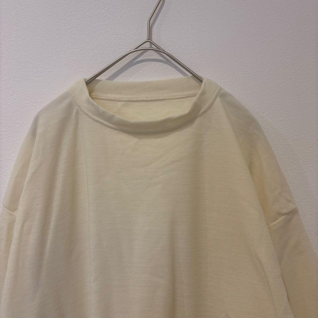 ナル ビッグシルエット Tシャツ　チュニック 七分袖 アイボリー ベージュ　1 2