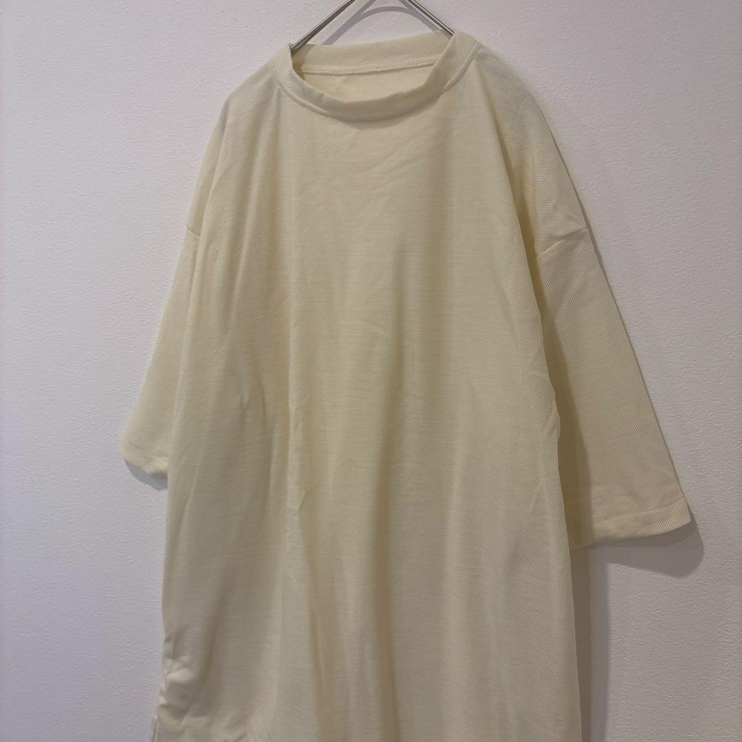 ナル ビッグシルエット Tシャツ　チュニック 七分袖 アイボリー ベージュ　1 3