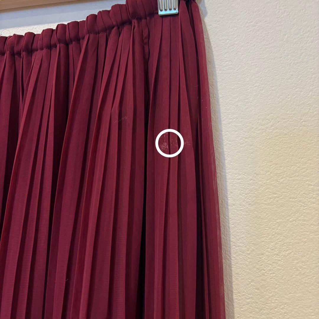 スタニングルアー ロングスカート プリーツ　フレア ボルドー 赤　F 透け感 6