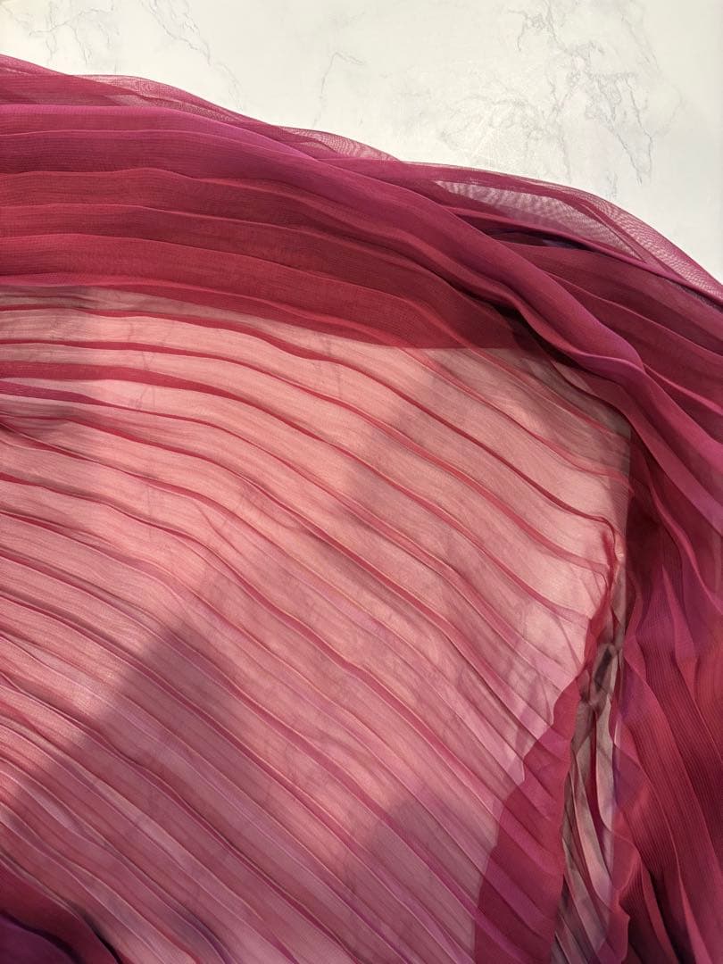 スタニングルアー ロングスカート プリーツ　フレア ボルドー 赤　F 透け感 7