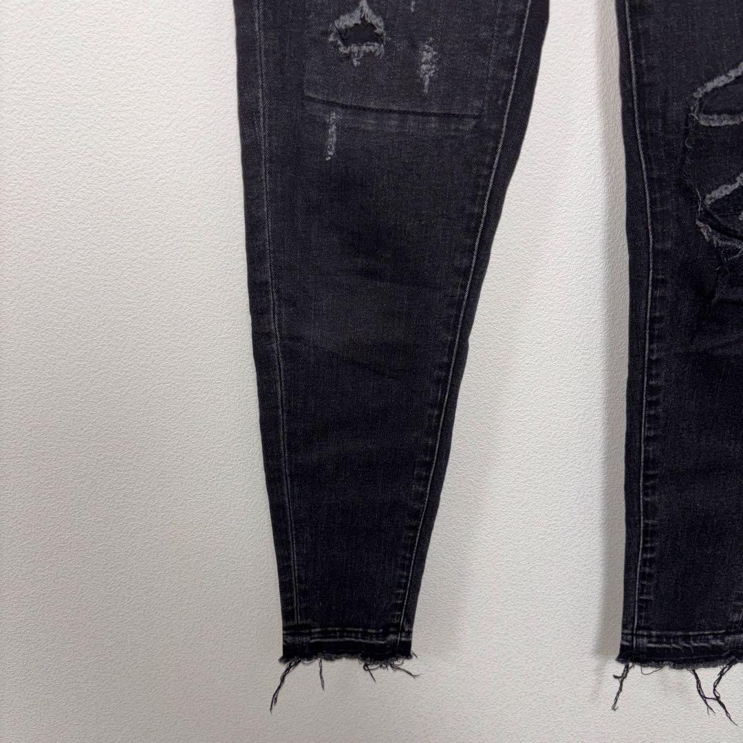 AZUL BY MOUSSY ブラックスキニーダメージ加工デニム XS d779 6
