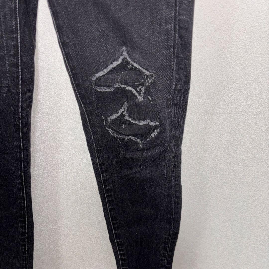 AZUL BY MOUSSY ブラックスキニーダメージ加工デニム XS d779 9