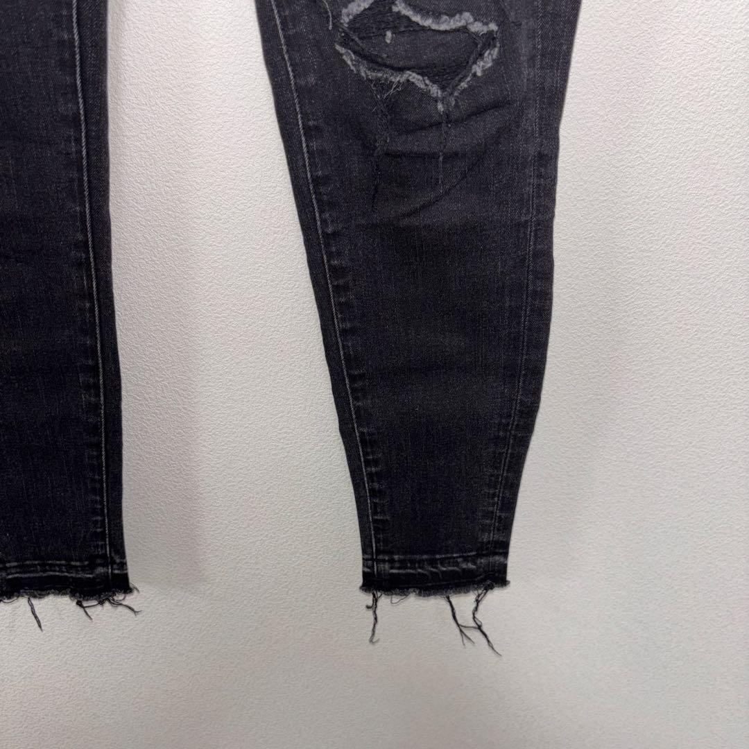 AZUL BY MOUSSY ブラックスキニーダメージ加工デニム XS d779 10