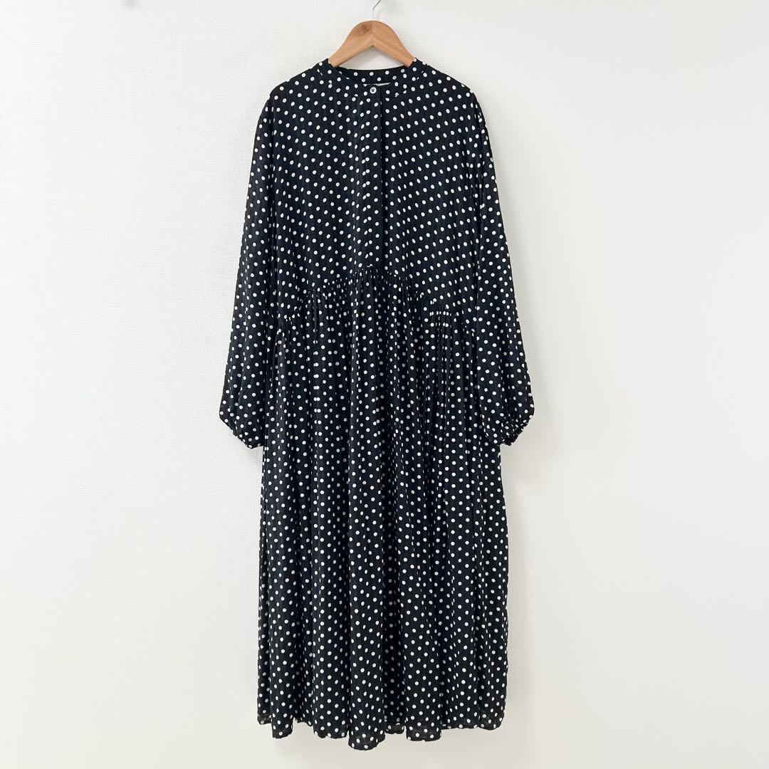 BEARDSLEY ビアズリー　ドットギャザーワンピース　ブラック　2