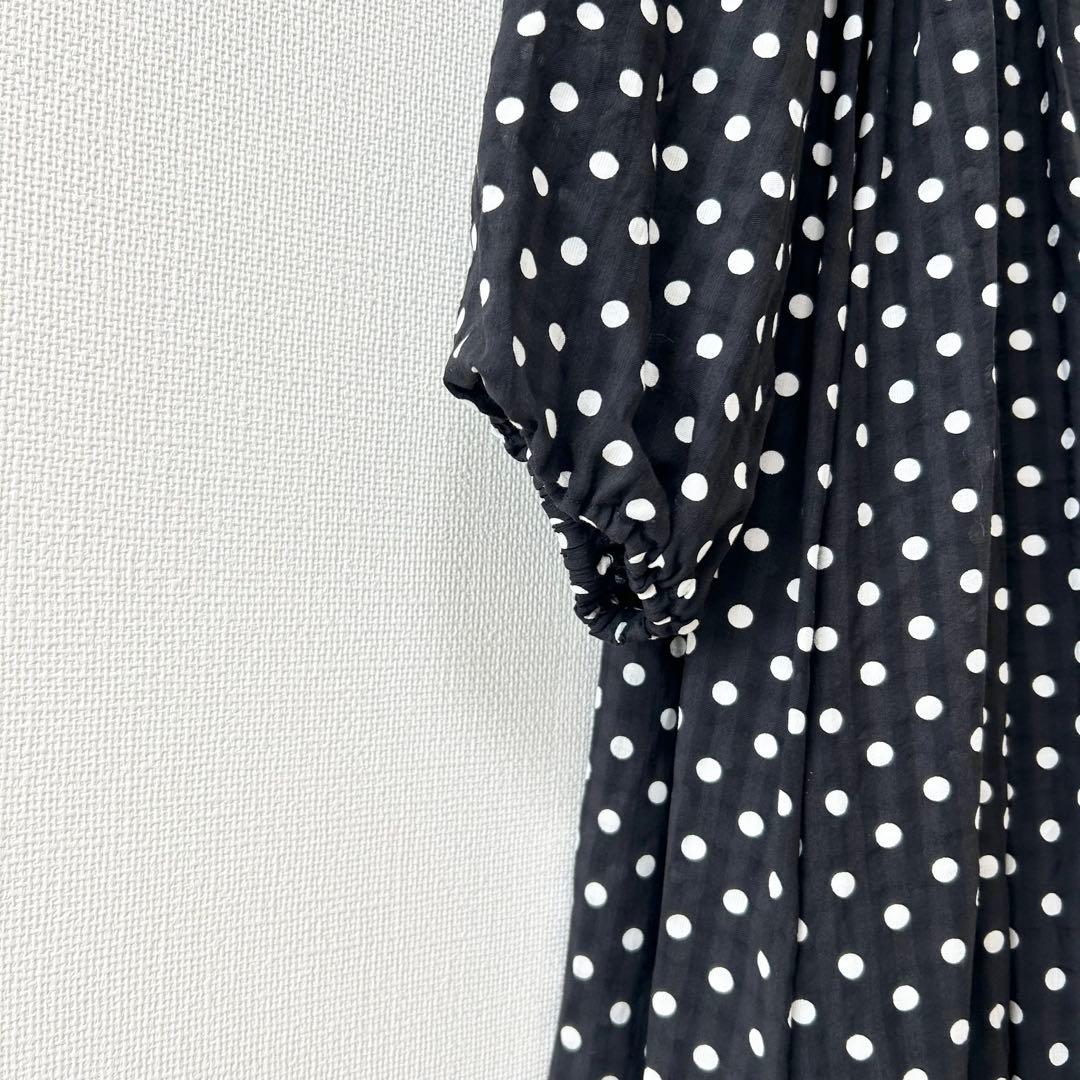 BEARDSLEY ビアズリー　ドットギャザーワンピース　ブラック　2 4