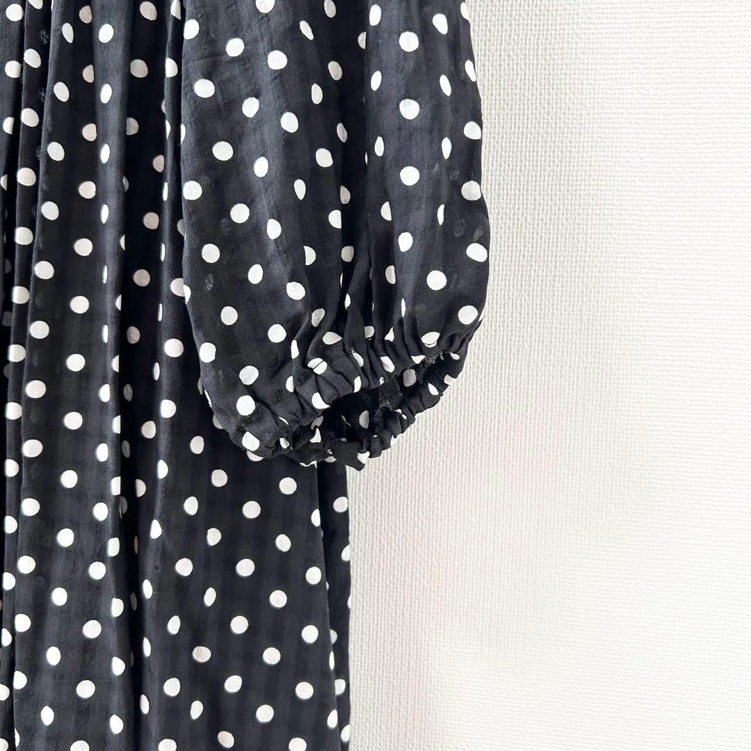 BEARDSLEY ビアズリー　ドットギャザーワンピース　ブラック　2 5