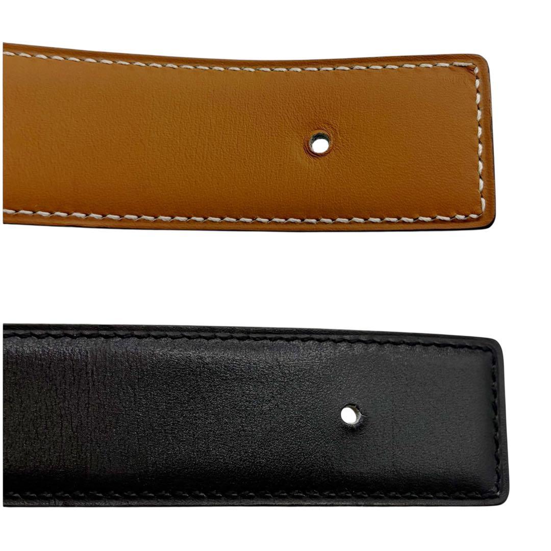 ⭐️美品⭐️ エルメス レザー ベルト 70 ブラック ブラウン 9