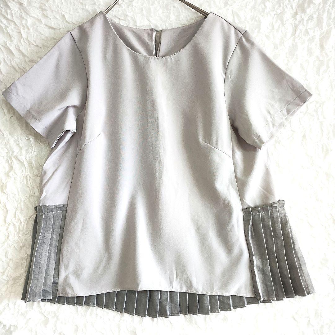 titivite ティティベイト グレー 半袖 ブラウス L プリーツデザイン