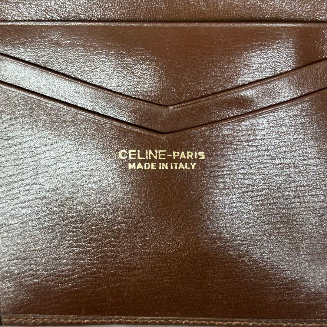 CELINE トリオンフ　がま口　二つ折り財布　ヌバック　キャメル 15